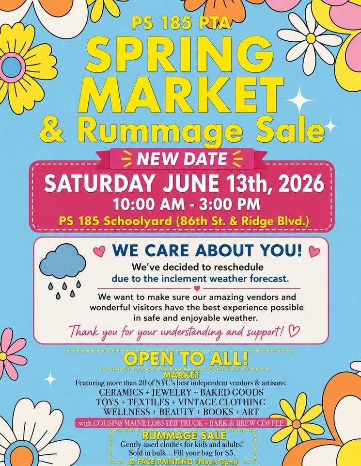 PS 185 PTA Spring Market & Rummage Sale