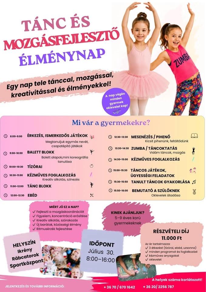 🌸 TÁNC ÉS MOZGÁSFEJLESZTŐ ÉLMÉNYNAP – JÚLIUS 30. 🌸