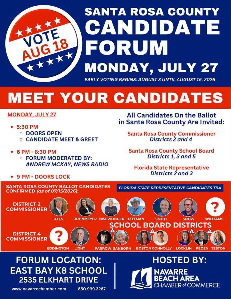 Santa Rosa County Candidate Forum - Moderated by: Andrew McKay, NewsRadio