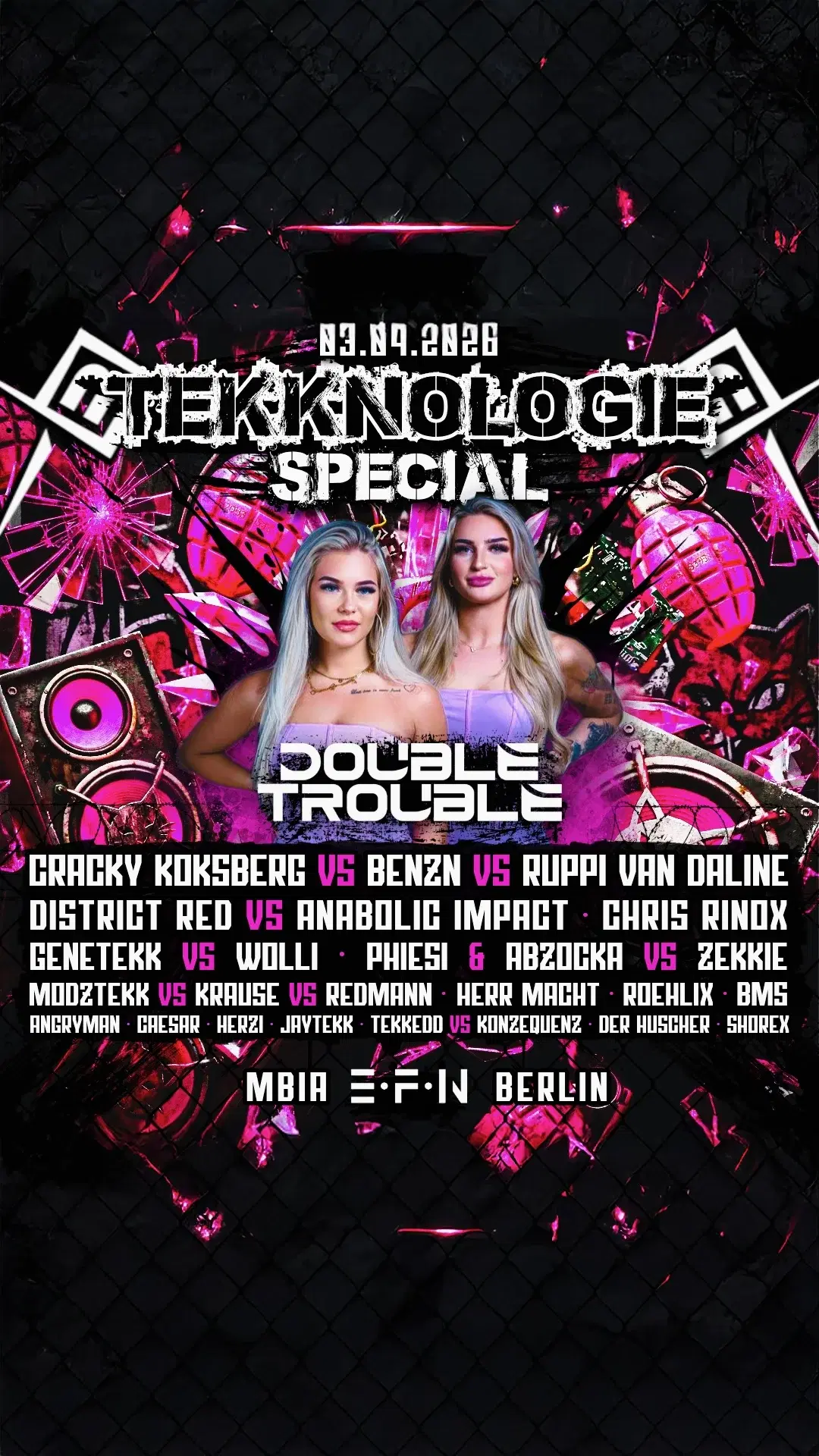 TEKKNOLOGIE SPECIAL DOUBLE TROUBLE • CRACKY KOKSBERG • BENZN • RUPPI VAN DALINE • DISTRICT RED