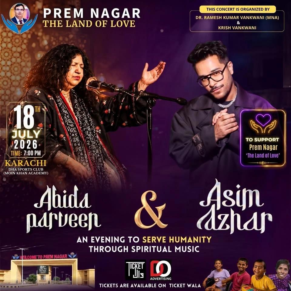 Abida Parveen & Asim Azhar Charity Concert by Prem Nagar