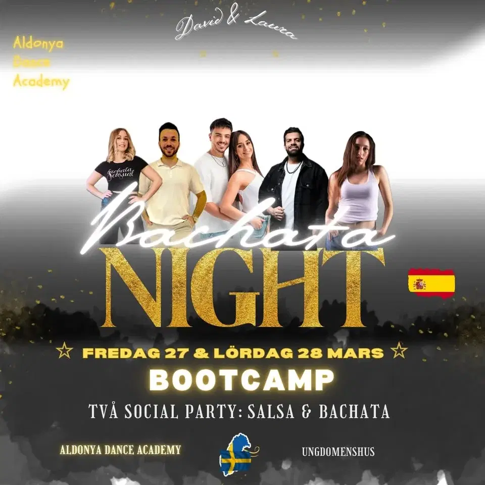 ★Bachata Månatlig Bootcamp • 4 Timmar klasser • 2 party med David & Laura (Spain) 🇪🇸• ADA★