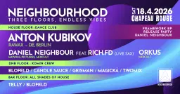 Neighbourhood w/Anton Kubikov /Berlin/ - three floors: house, deep & tech house, dnb