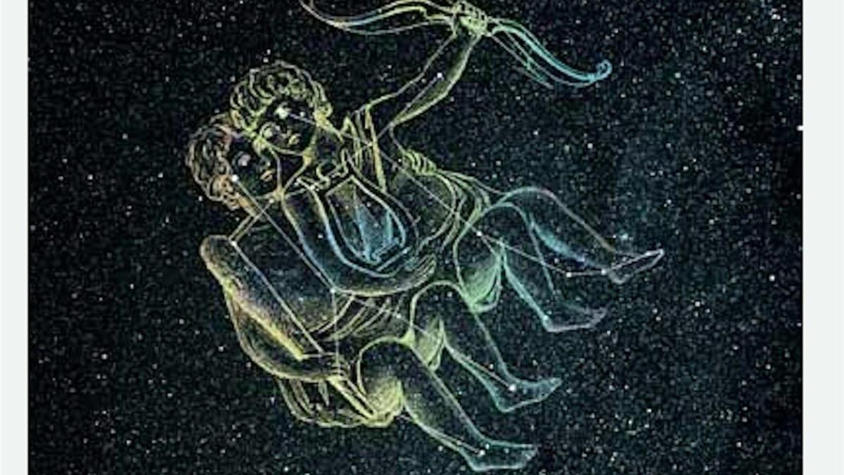 Constellation pictures & sign Gemini the Twins, & its opposite, Sagittarius