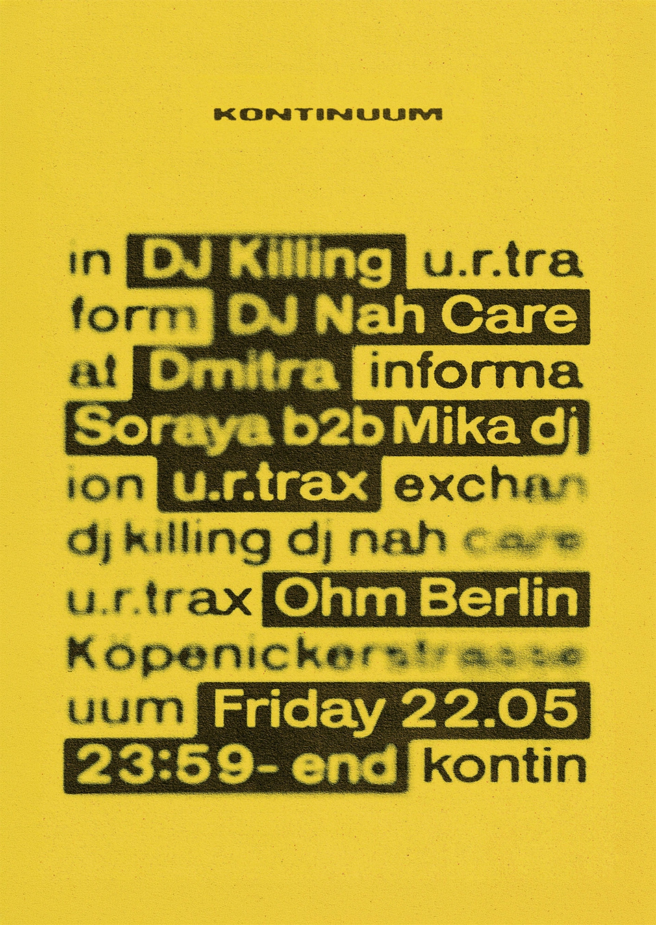 Kontinuum: u.r.trax, DJ Nah Care, DJ KILLING, Dmitra, Mika Dj, Soraya