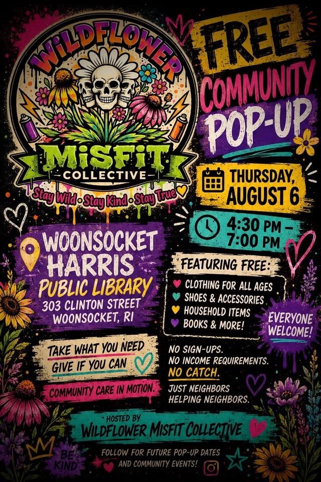 Wildflower Misfit Collective x Woonsocket Harris Library Free Pop Up