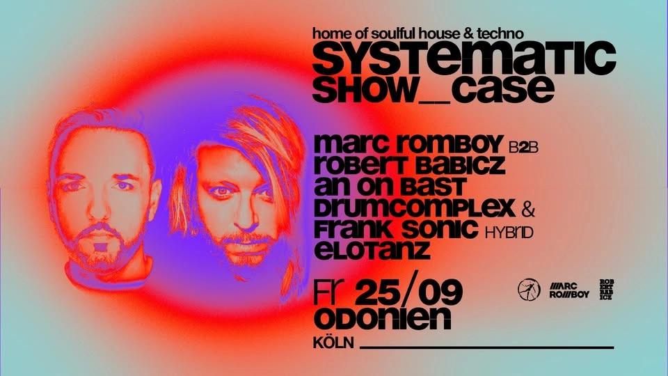 SYSTEMATIC SHOWCASE w/ Marc Romboy, Robert Bibicz, An on Bast, Drumcomplex, Frank Sonic & Elotanz