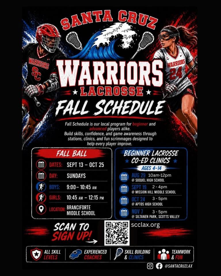 Lacrosse Fall Ball- 9:00 Boys Division, 10:45 Girls Divisions