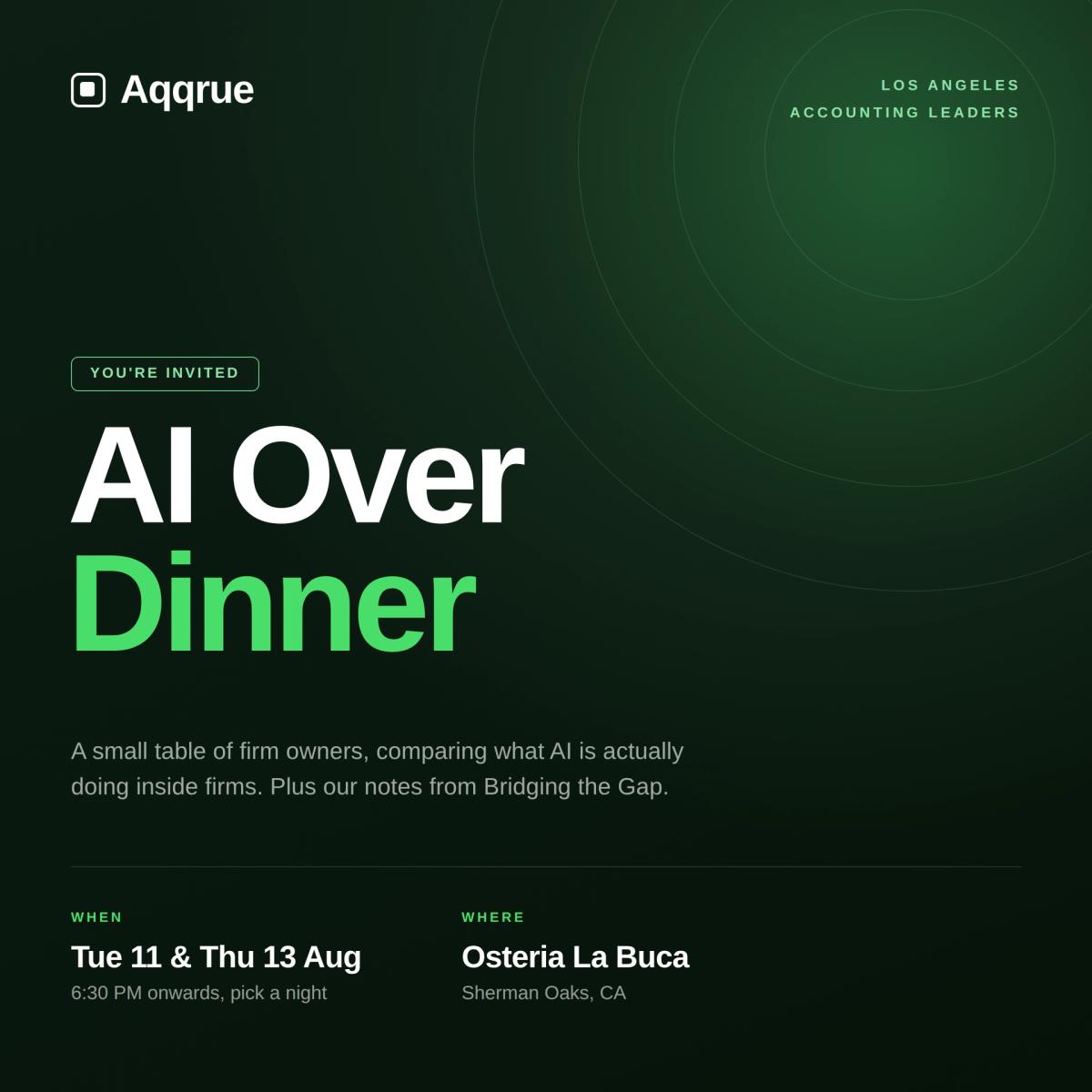 An Intimate Dinner with LA Accountants and Bookkeepers