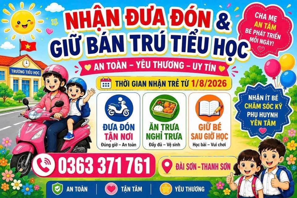 NHẬN ĐƯA ĐÓN & GIỮ BÁN TRÚ TIỂU HỌC