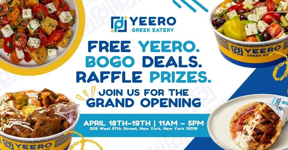 FREE YEERO! Yeero Greek Eatery Grand Opening Weekend