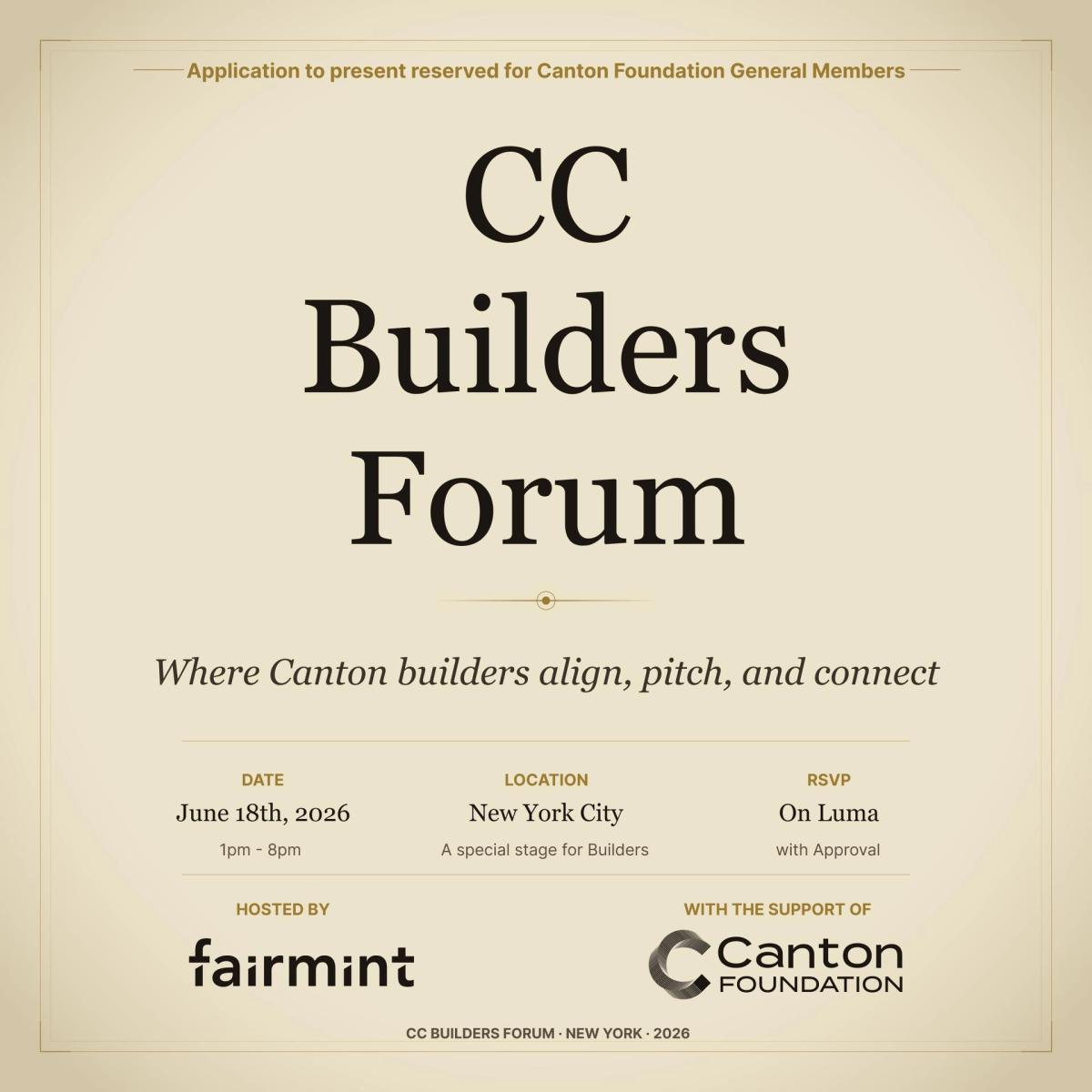 CC Builders Forum — Canton Ecosystem Builders & Institutions