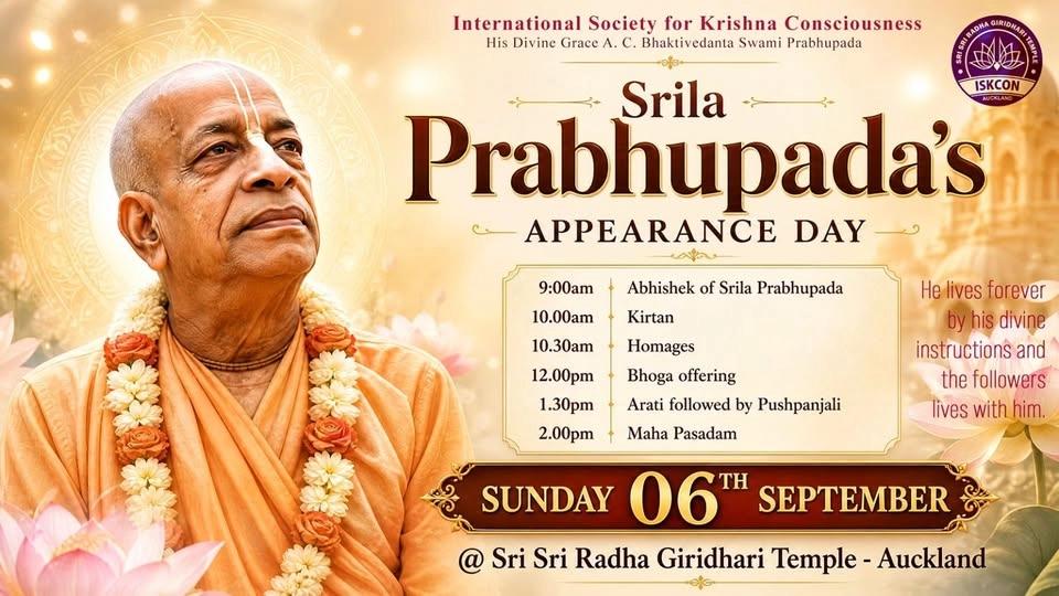Srila Prabhupada's Appearance Day | Sun 6th September 2026