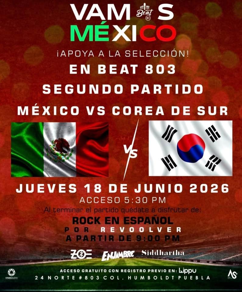 Segundo Partido México 🇲🇽 Vs Corea Del Sur🇰🇷 en la Música Revoolver. Acceso Gratuito