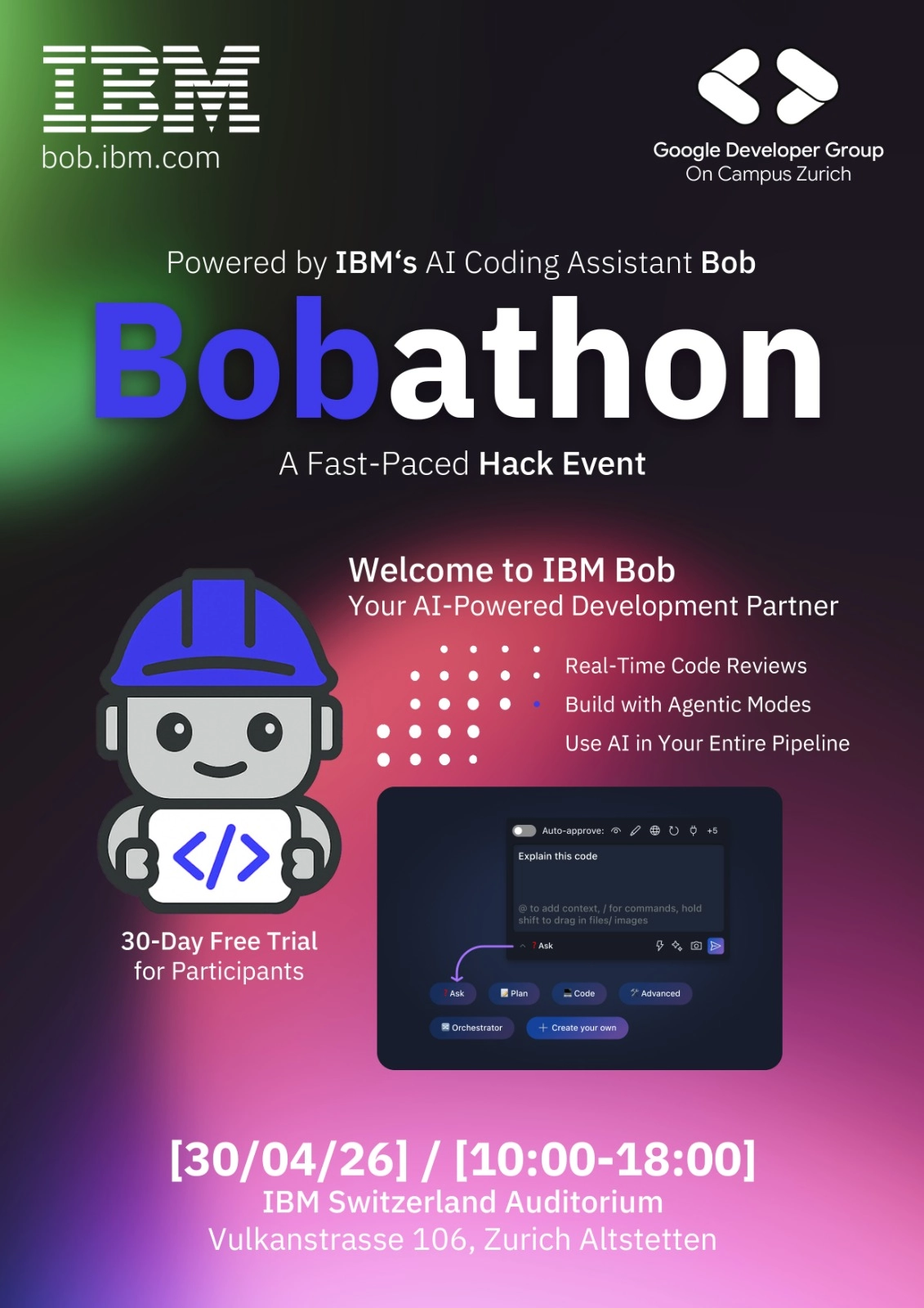 Bobathon: A Fast-Paced Hack Event | IBM x GDGoC Zurich