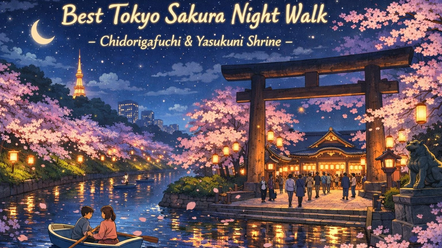 đž Best Tokyo Sakura Night Walk đž Chidorigafuchi & Yasukuni Shrine