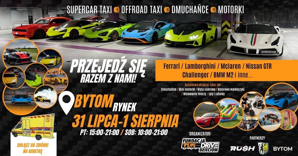 Przejedź się Ferrari, Lamborghini, McLaren, GTR, Challenger, BMW - BYTOM