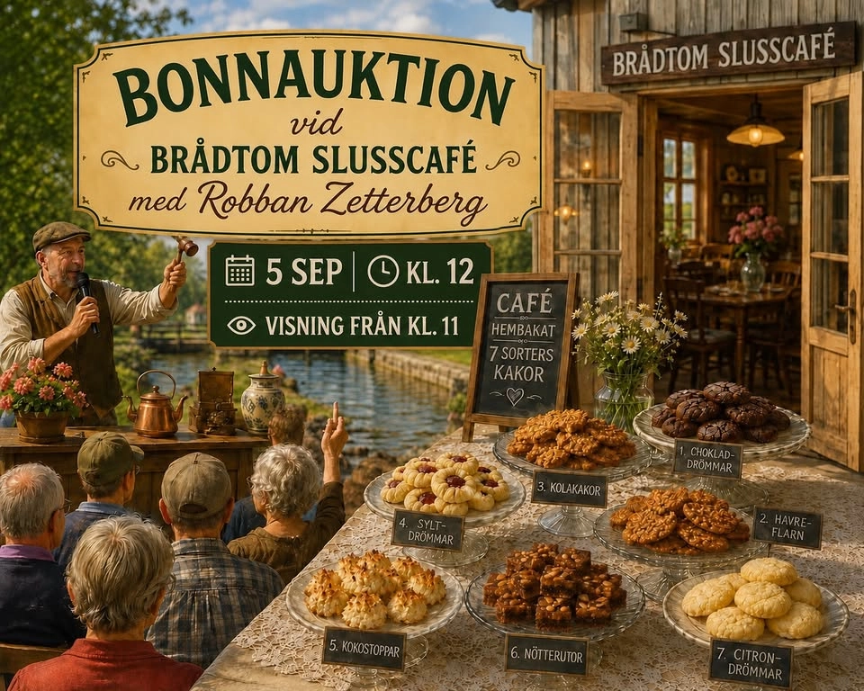 Bonnauktion vid Brådtom sluss Göta kanal