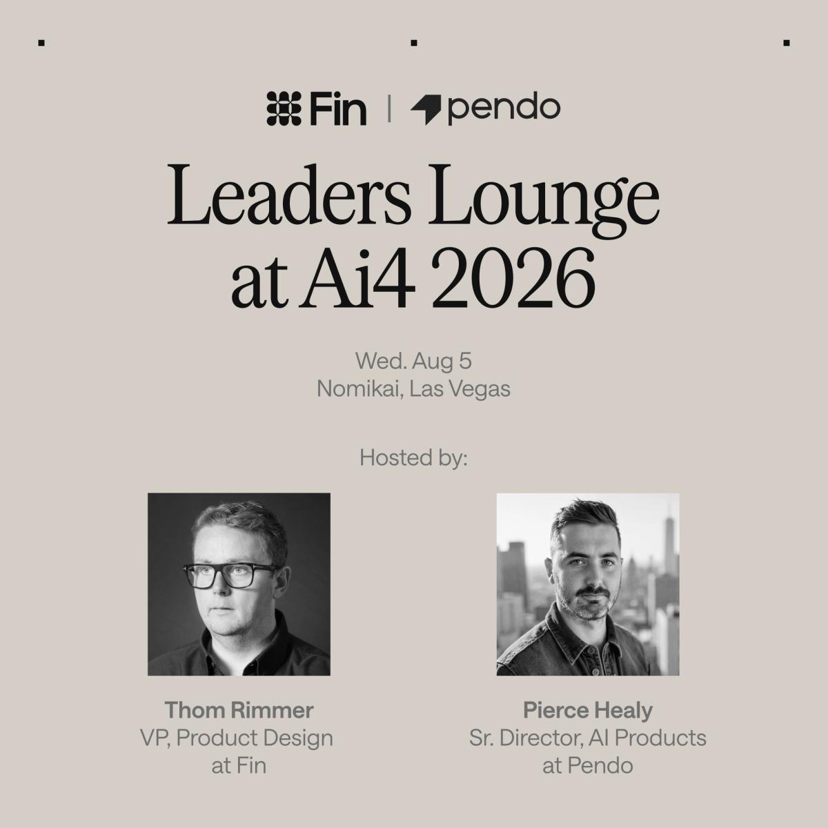 Leaders Lounge @ Ai4, hosted by Fin & Pendo
