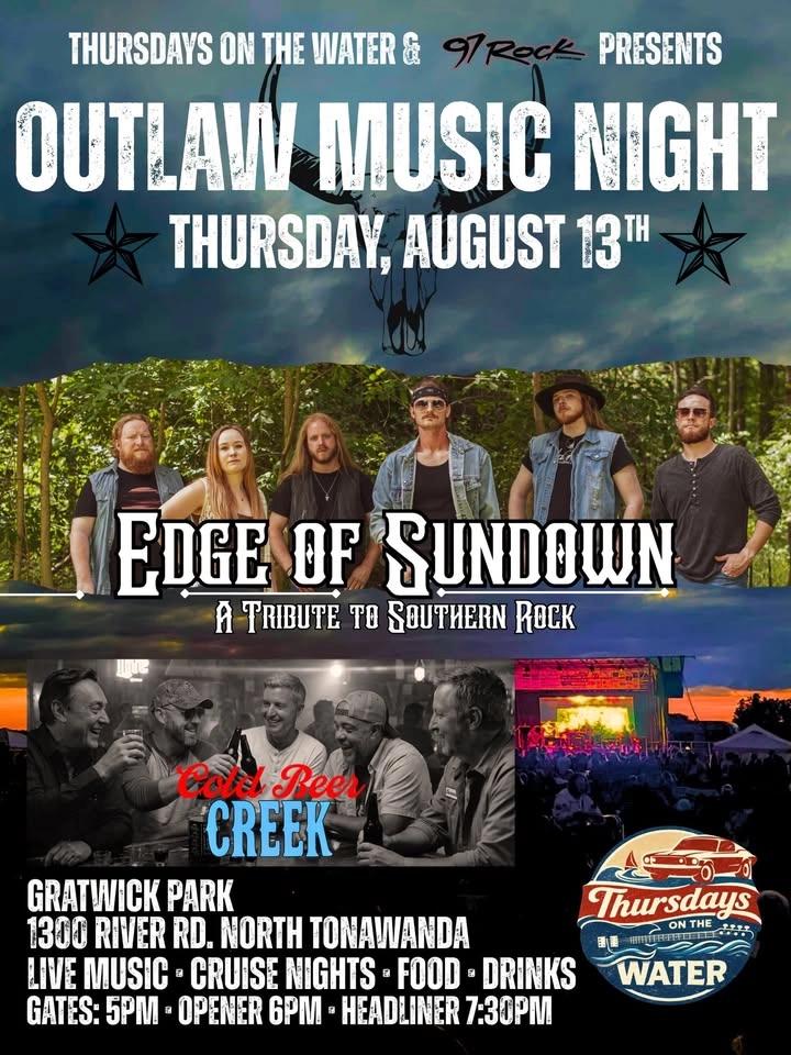 Thursdays on the Water Presents: Outlaw Music Night Featuring Edge of Sundown & Cold Beer Creek