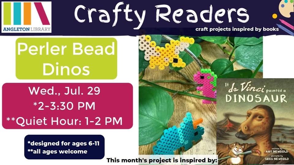 Crafty Readers - Perler Bead Dinosaurs Quiet Hour