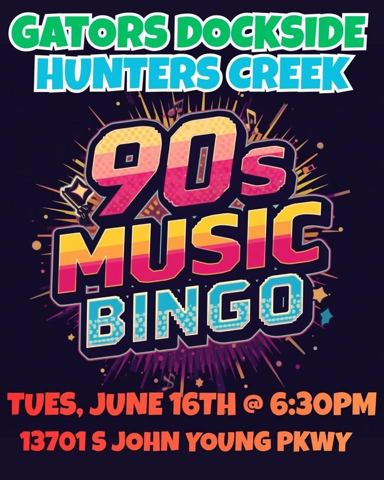 90's Music Bingo @ Gators Dockside Hunters Creek
