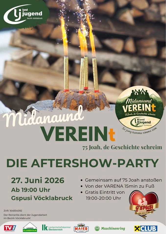 75 Jahre LANDJUGEND "AFTERSHOW PARTY" SA, 27.06, ab 19 Uhr!