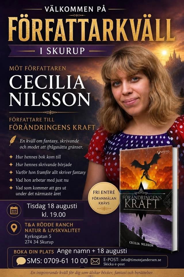 Författarkväll i Skurup med Cecilia Nilsson - Fri entre