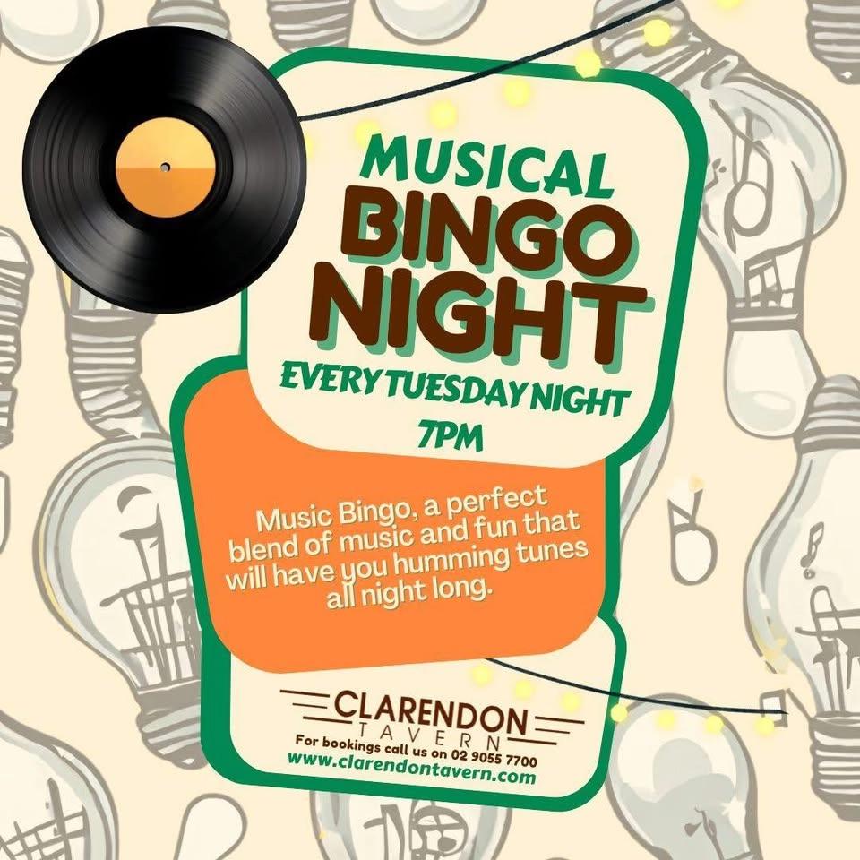 Musical Bingo 7pm Clarendon Tav - Prize $$$