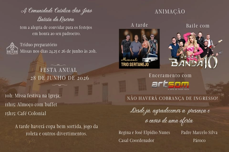 festa anual comunidade Católica são joao batista da reserva