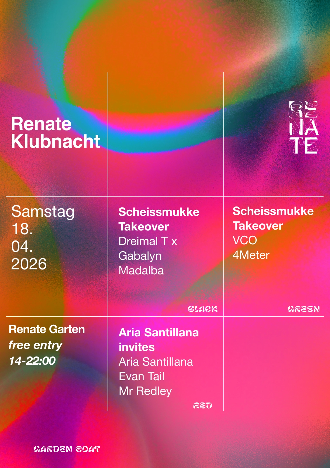 Renate Klubnacht & Open Air (Free Entry) with Scheissmukke