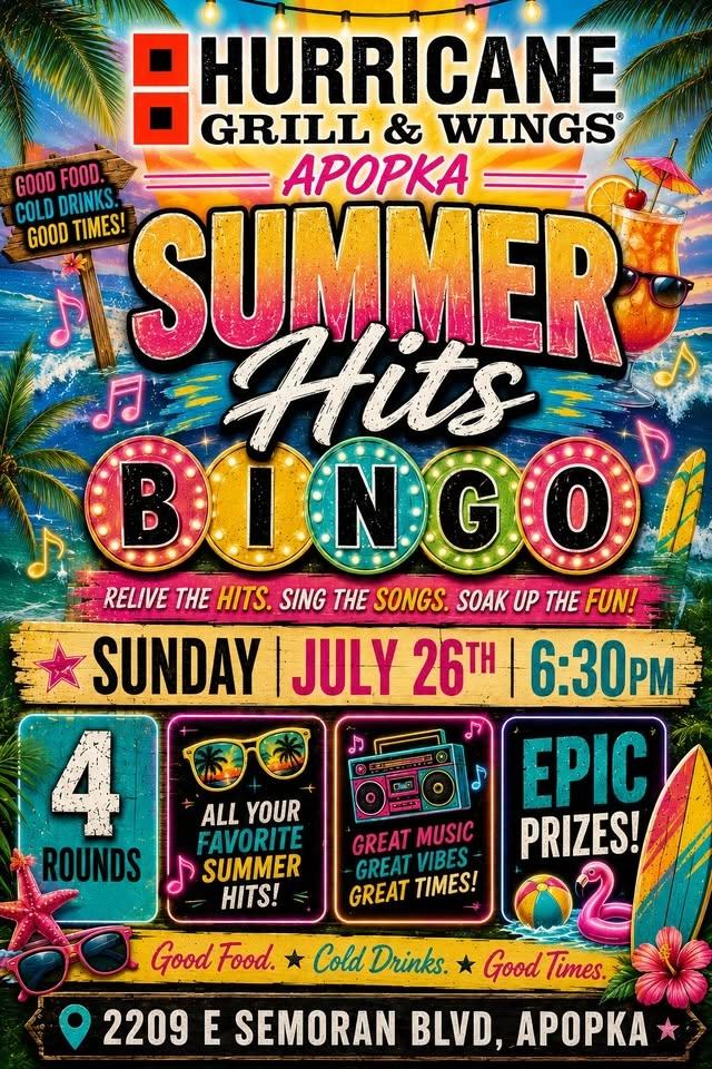 Summer Hits Music Bingo @ Hurricane Grill & Wings Apopka