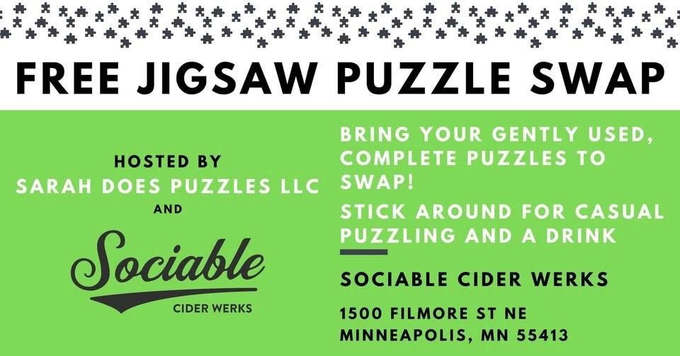 FREE Puzzle Swap with Sarah Does Puzzles at Sociable Cider Werks