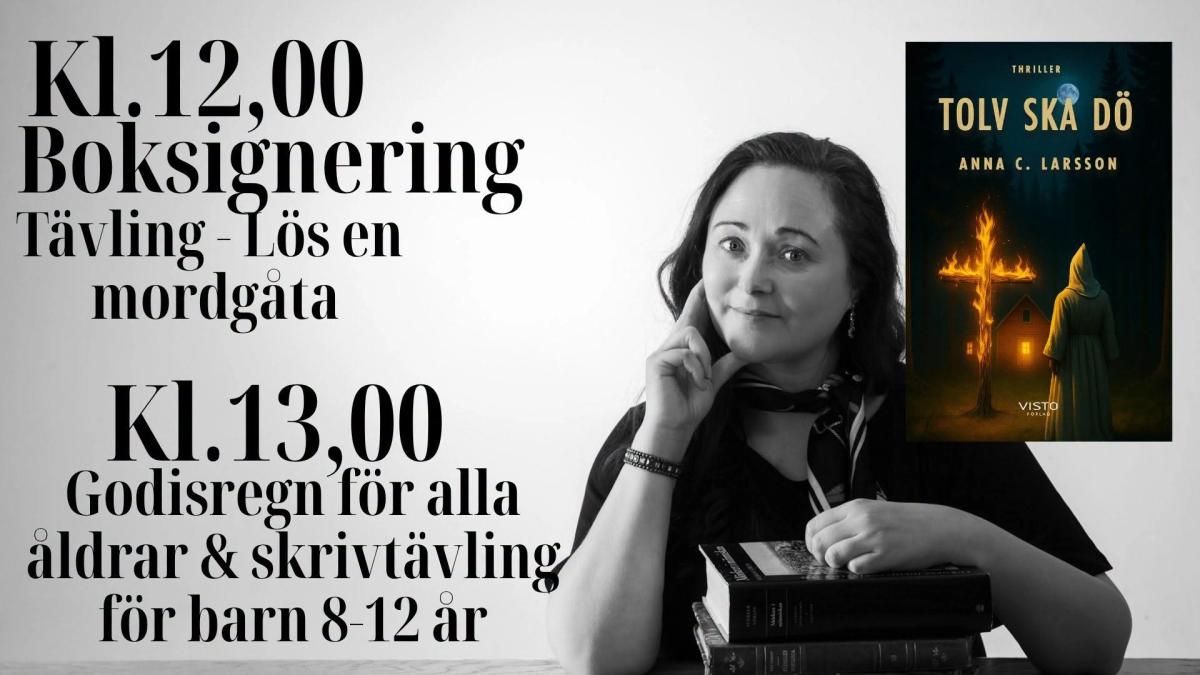 Boksignering, lös en mordgåta! Godisregn och skrivtävling