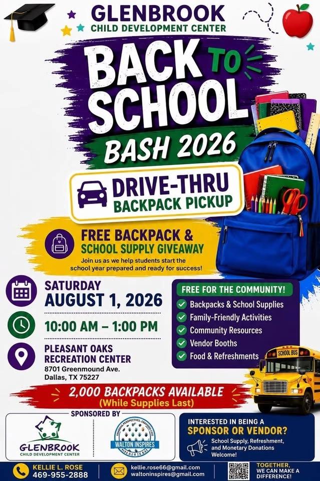 2026 FREE Drive-Thru Backpack & School Supply Giveaway