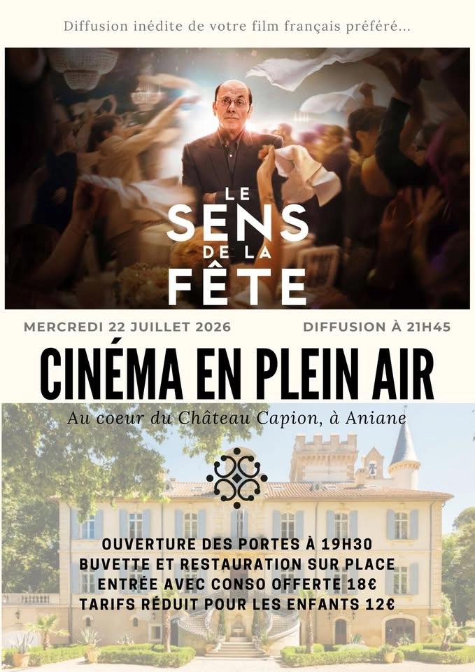Cinéma en plein air au Château Capion - Projection du film français "le Sens de la fête"