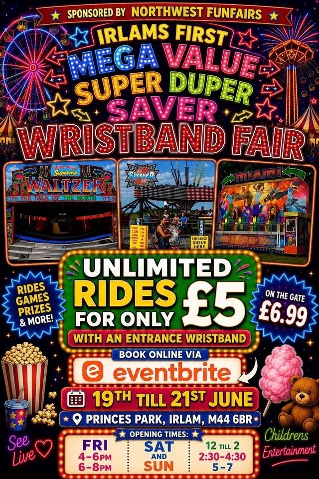 Irlams first mega value super duper saver wristband fair