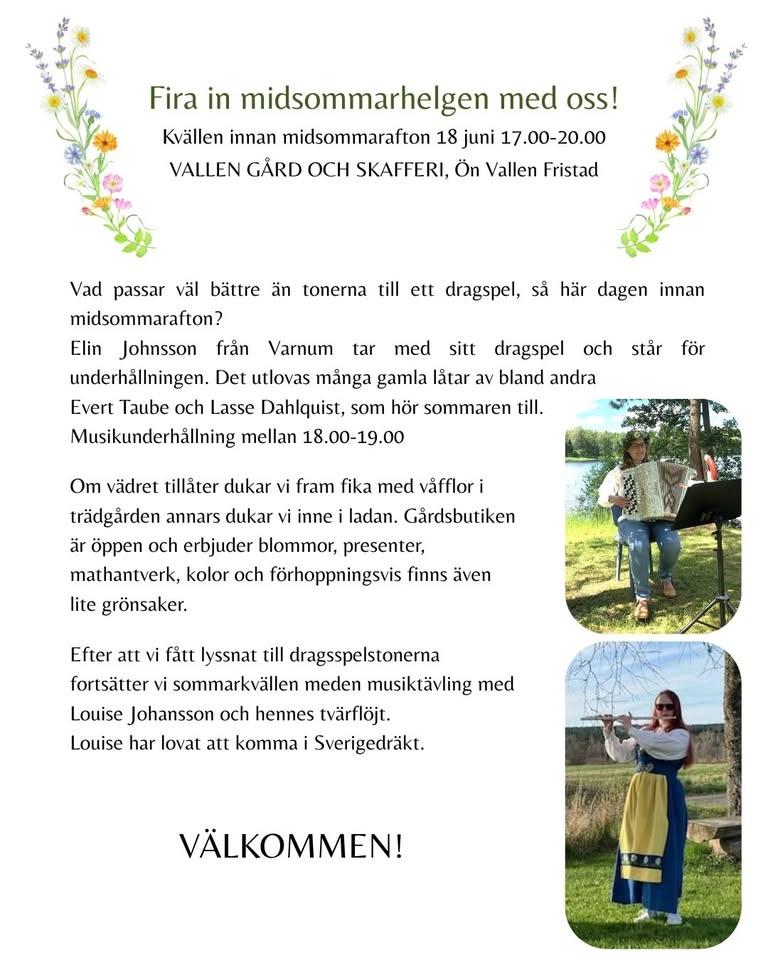 Fira in midsommarhelgen med oss på Vallen gård och skafferi
