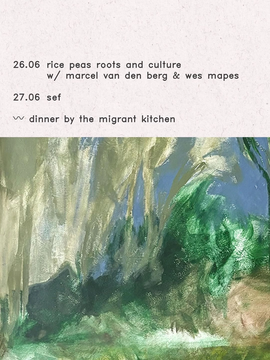 Rice peas roots and culture w/ marcel van den berg & wes mapes