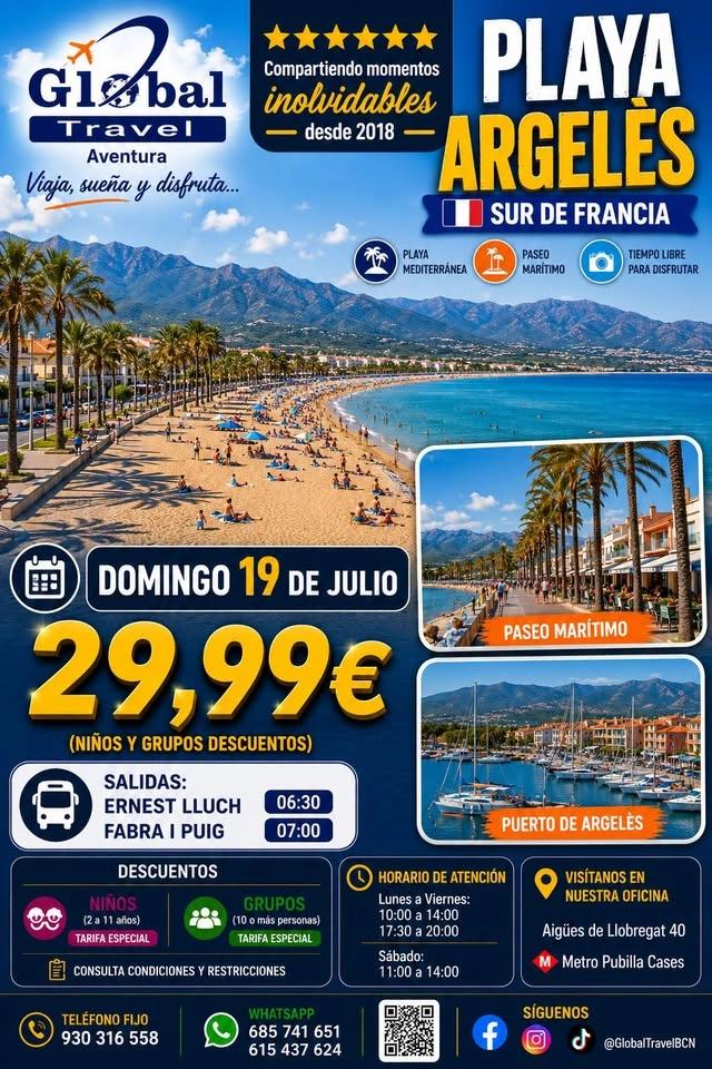 PLAYA DE ARGELÈS-SUR-MER 29,99€ Domingo 19 de Julio