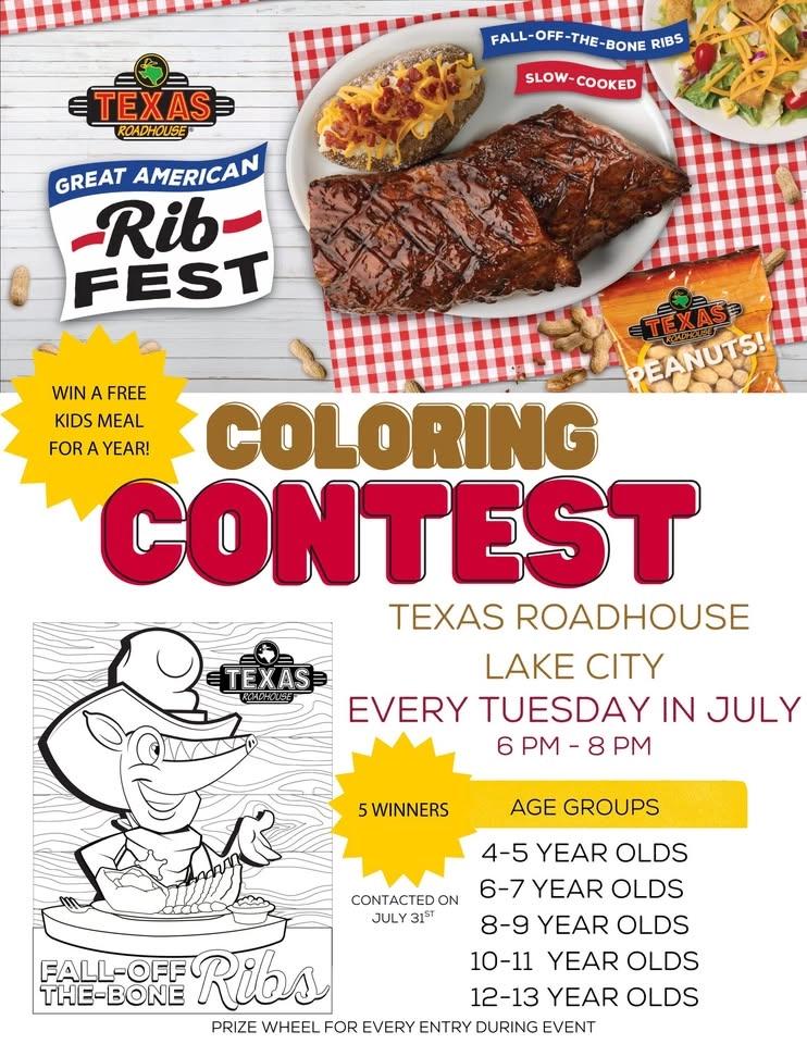 TXRH Rib Fest Coloring Contest - EVERY TUESDAY IN JULY