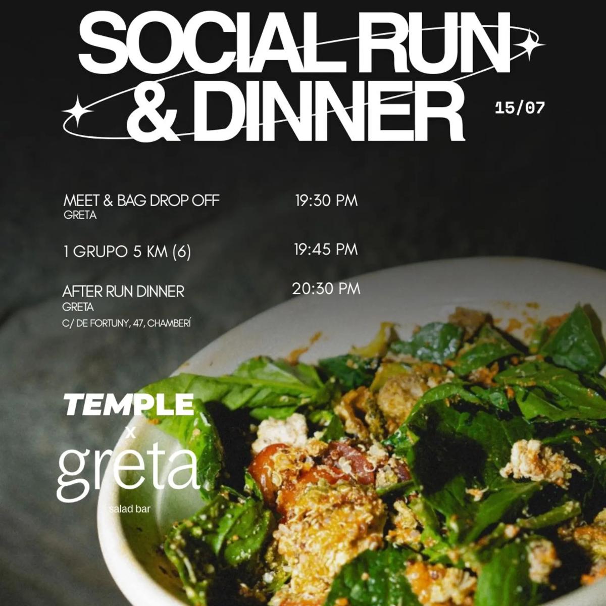 Social Run & Dinner TEMPLE X GRETA