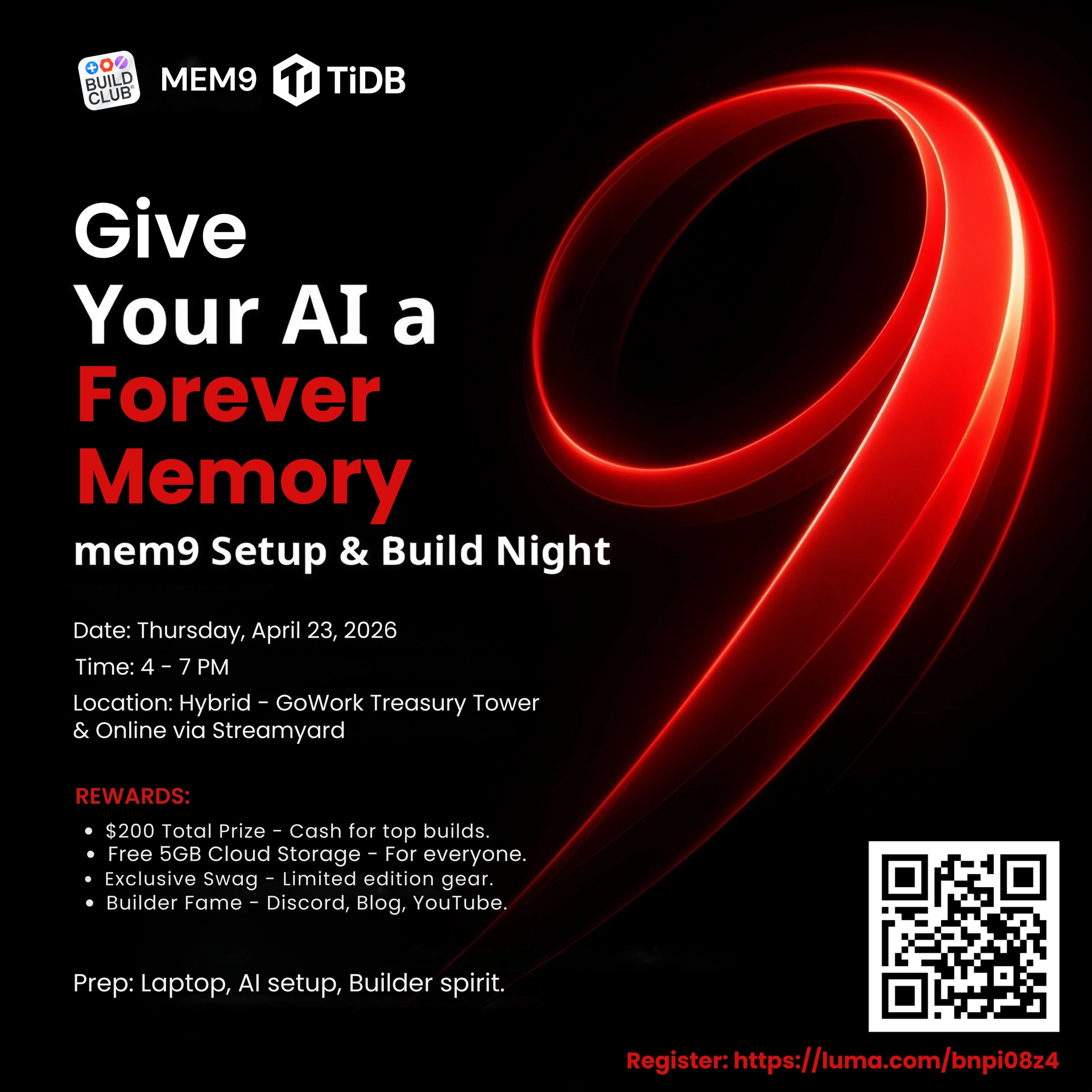 Give Your AI a Forever Memory: mem9 Setup & Build Night
