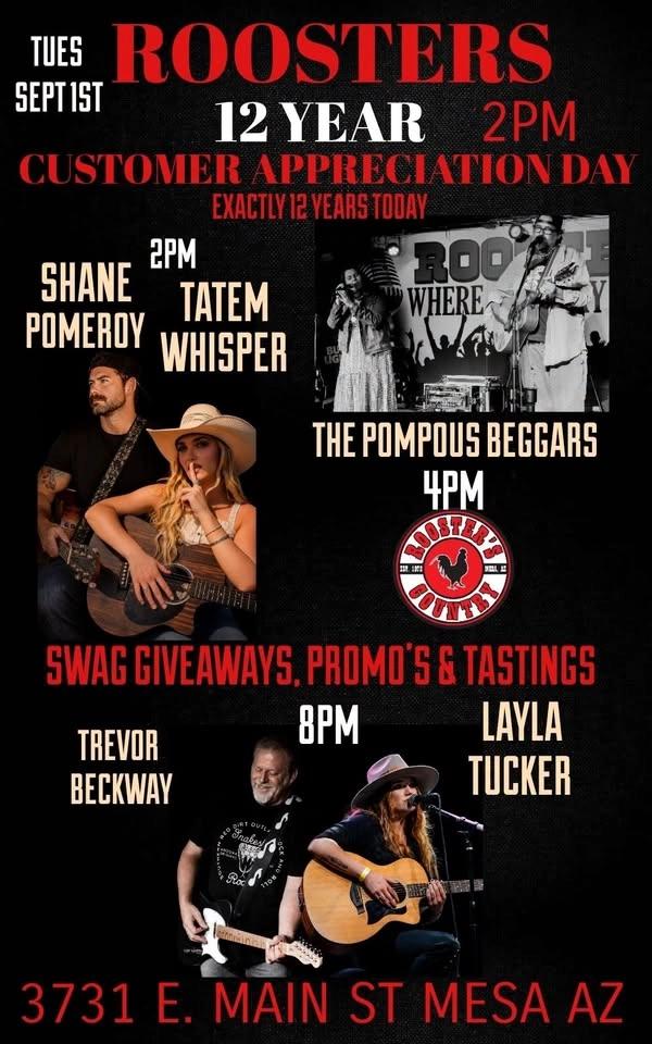 ROOSTERS 12TH ANNUAL CUSTOMER APPRECIATION DAY