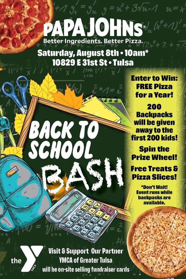 Papa Johns Back to School Bash - FREE BACKPACKS!