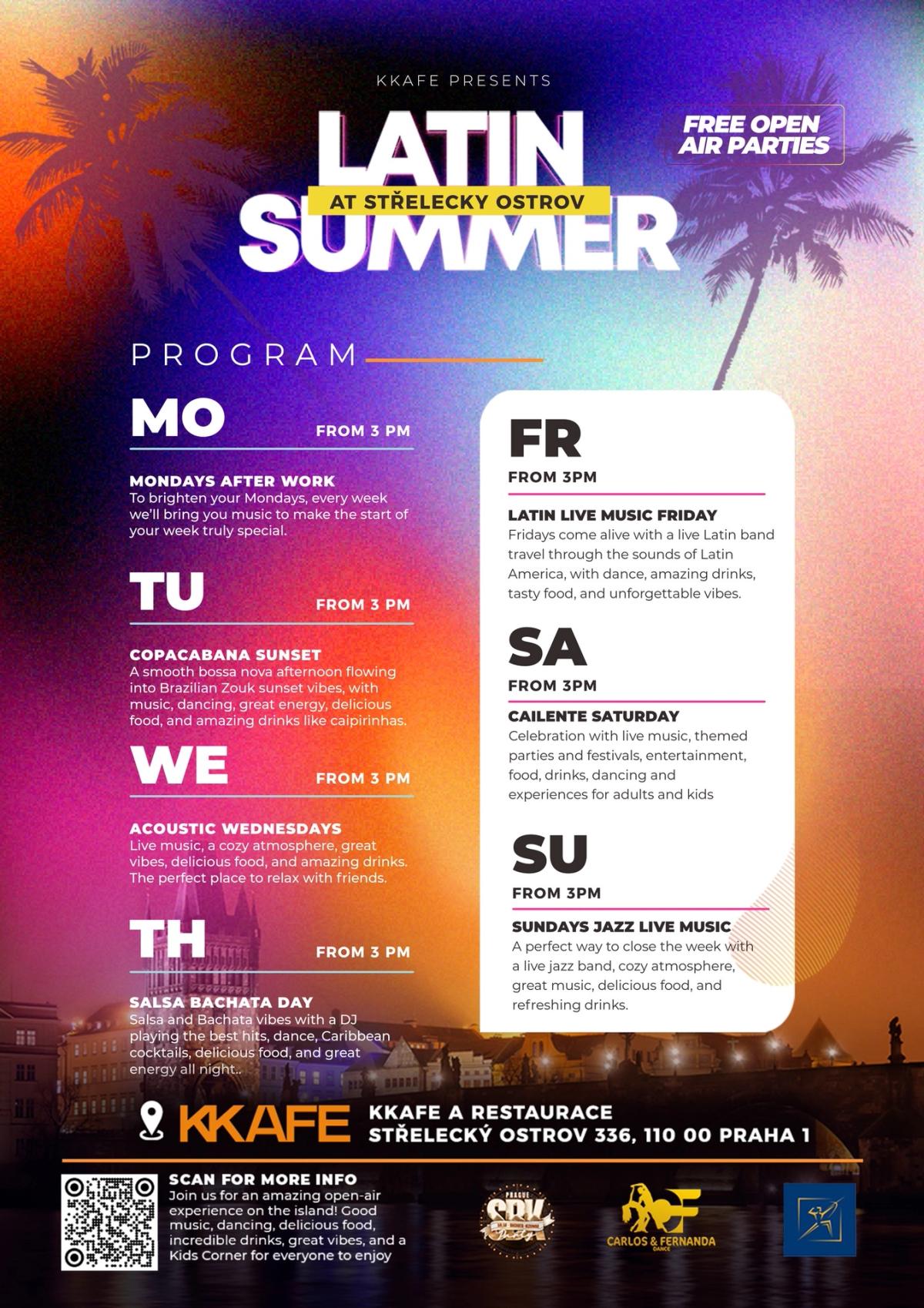 🎸 TUESDAYS COPACABANA ACOUSTIC SUNSET — FREE OPEN AIR LIVE MUSIC AT STŘELECKÝ OSTROV! 🌅🌴