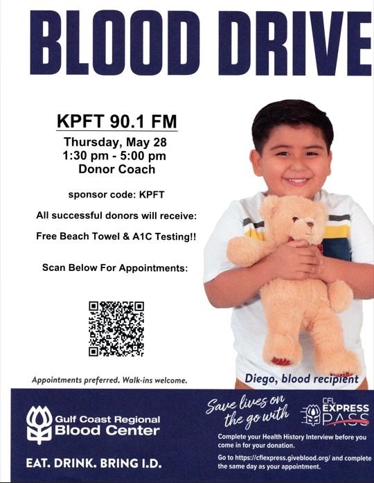 KPFT's Annual Blood Drive - FREE A1C Testing & Beach Towel!