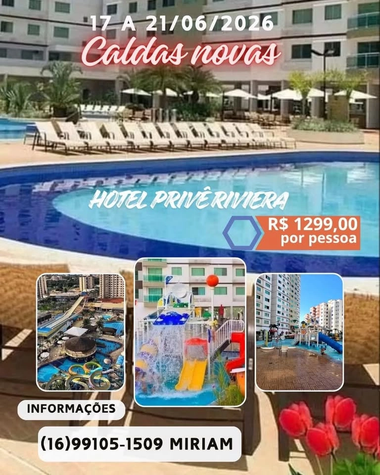 Caldas Novas
Hotel Privé Riviera😎👣
Aniversário Rib Preto 17/06/26 22:00 hs á 21/06/26 14:00hs