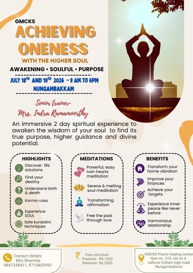 achieving Oneness with the Higher Soul Workshop in Chennai