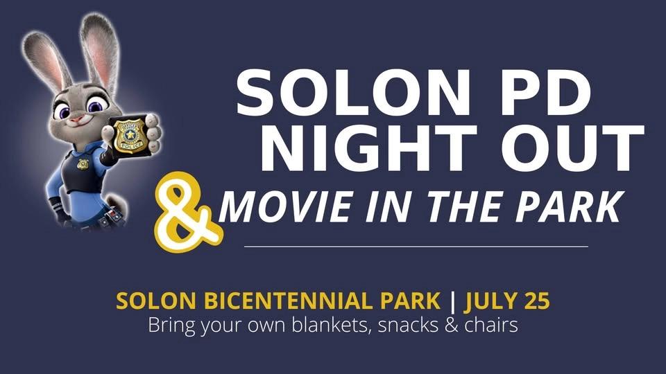 Solon PD Night Out & Movie in the Park | Zootopia 2